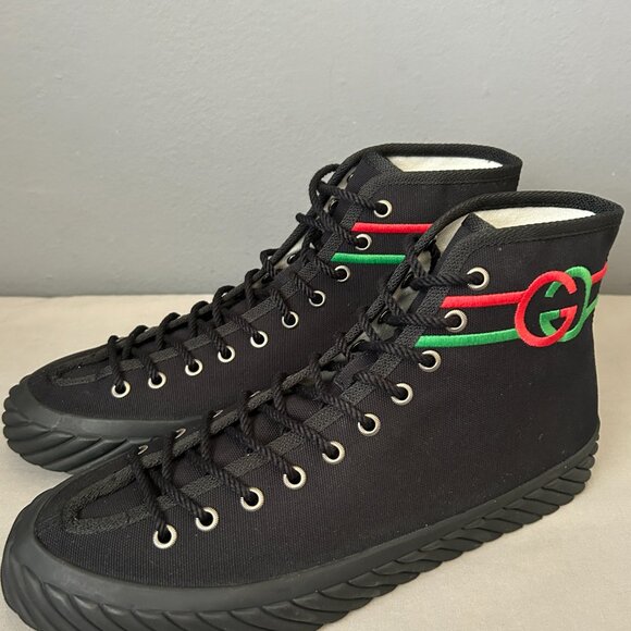NWT GUCCI authentic Men's Interlocking G high-top sneaker size 8.5 - Picture 1 of 16